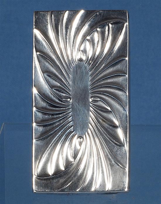 A Victorian silver card case, with thumb ejector by William Neale & Sons, Length 3 1/8”/80mm Width 1 ¾”/42mm Weight 1.6oz/45grm